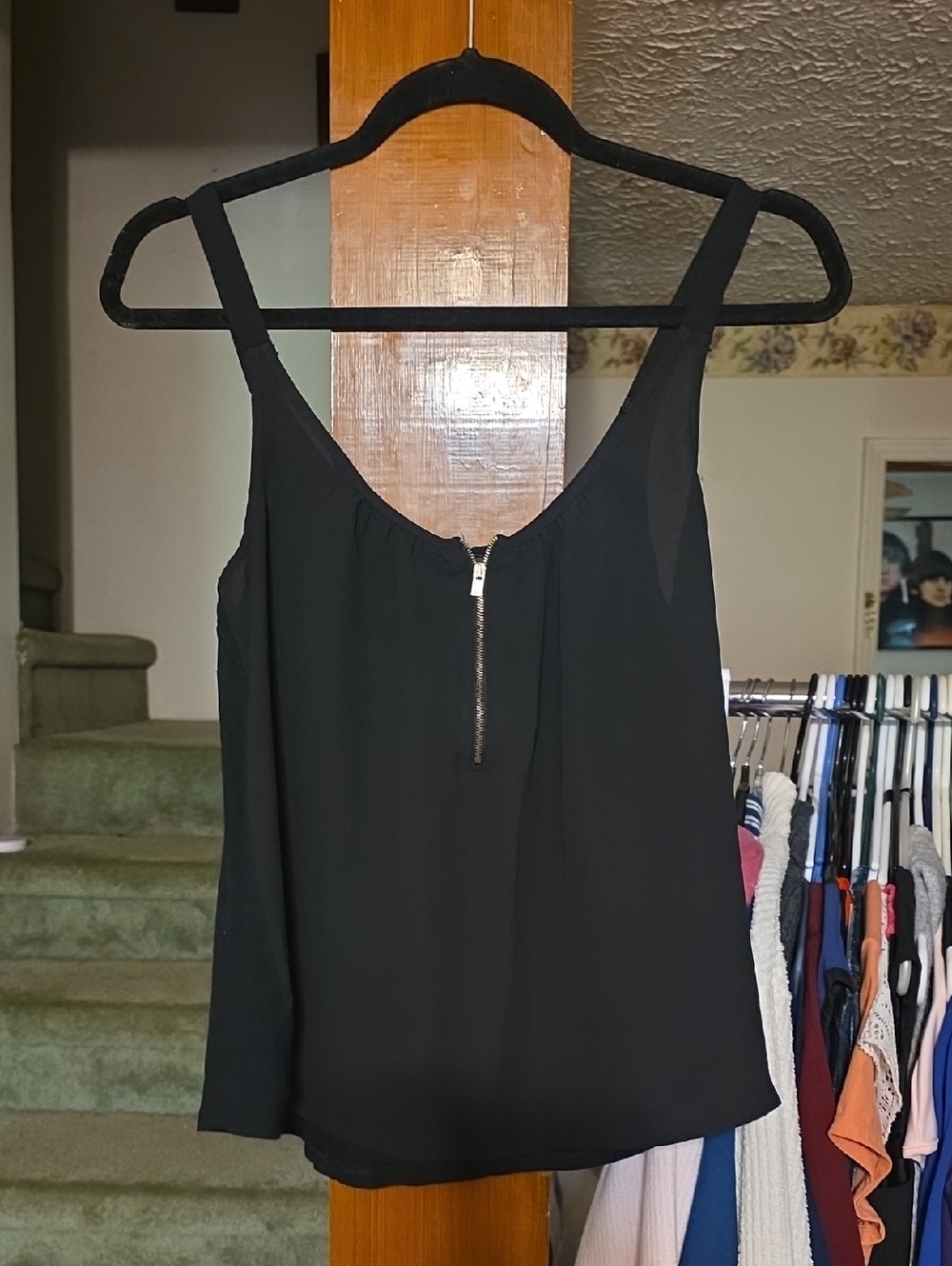 Express Black Sleeveless Zip-Front Camisole